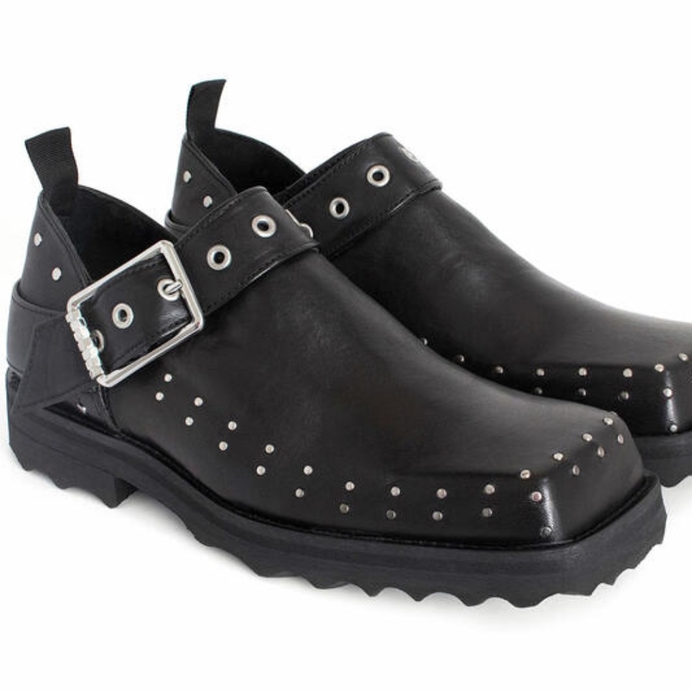 John Fluevog Foyt studded buckle shoes size